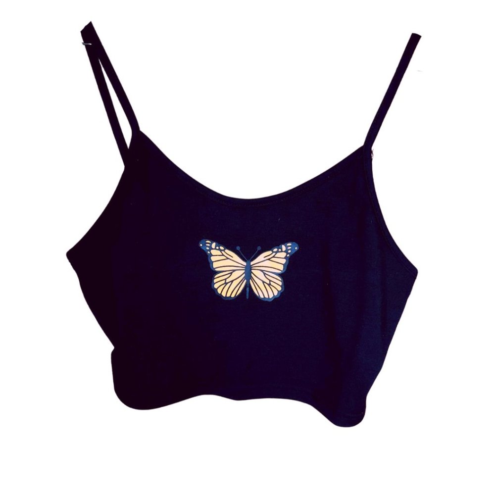 🌵7/$45🌵Womens Butterfly Graphic Cropped Cami Top